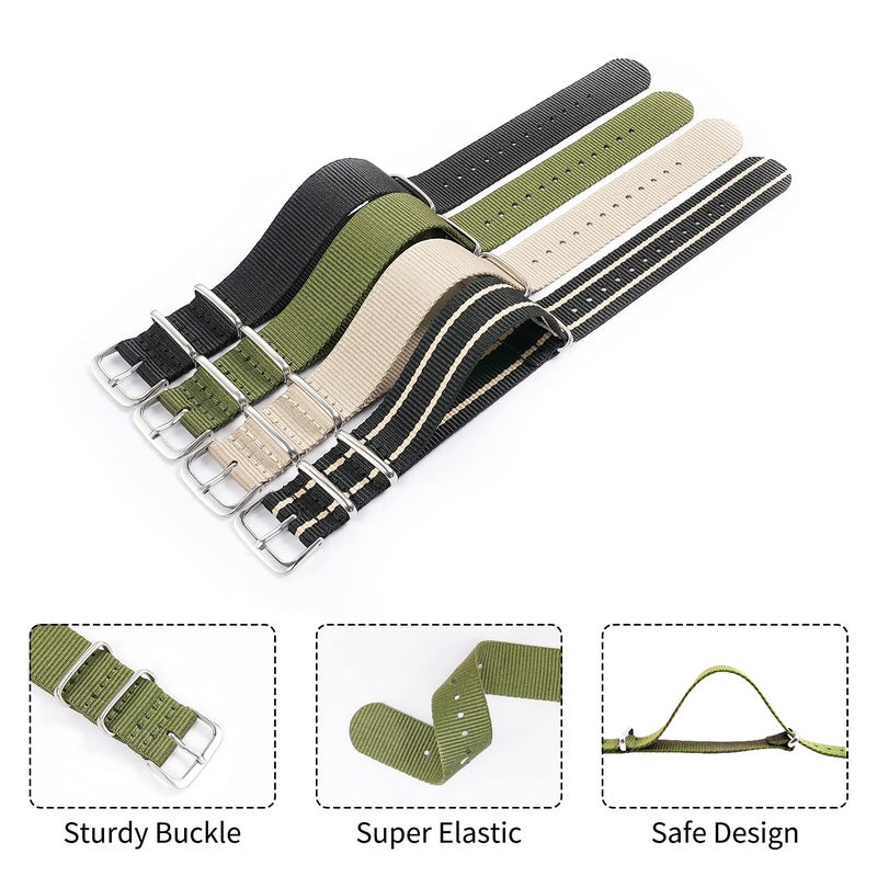 Ritche Christmas Gift 22mm Nylon Straps Nylon Watch Bands Compatible with Seiko Watch for Men Women (4 Packs), White Elephant Gifts, Stocking Stuffers for Men - Image 4