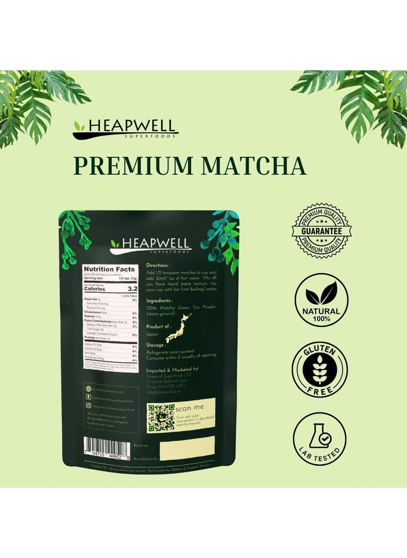 Heapwell Matcha Heapwell Superfoods Pack of 2 Japanese Green Tea Powder 50g (50 Servings), Organic & Pure Matcha Powder with Premium Quality, No Artificial Sweeteners 50 gm  - Image 2