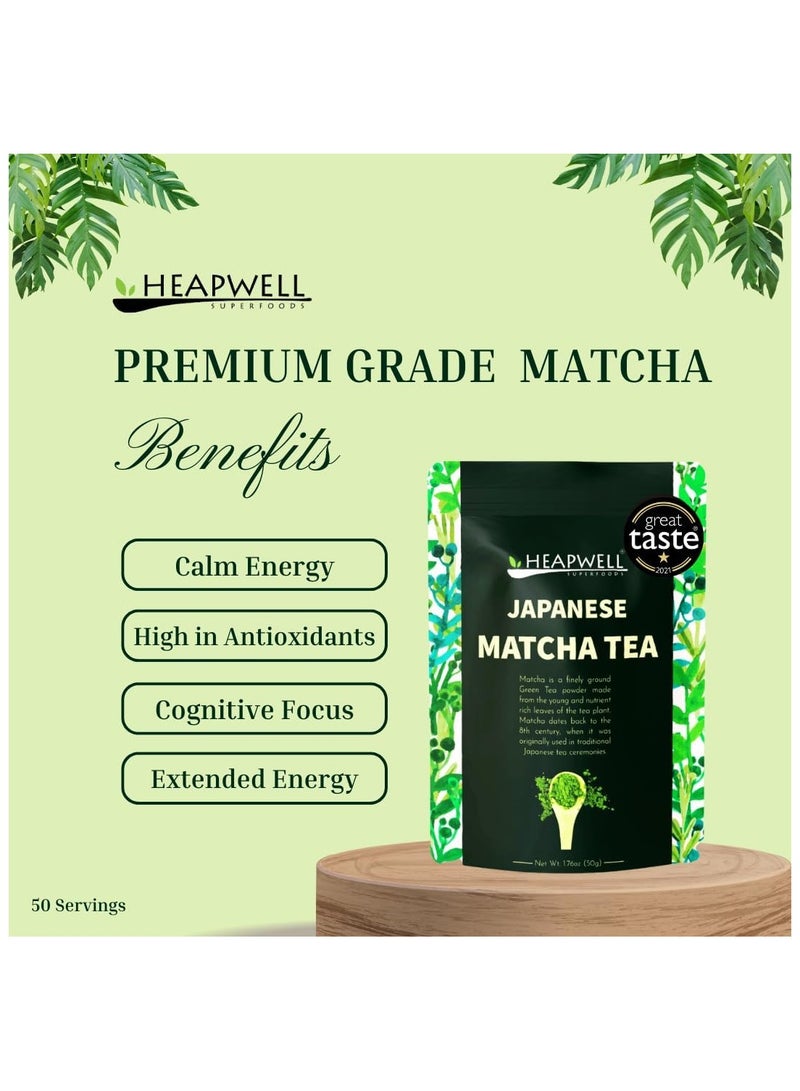 هيبويل عبوة ماتشا هيبويل سوبرفوودز مكونة من 2 مسحوق شاي ماتشا أخضر ياباني 50 جم (50 وجبة)، مسحوق ماتشا عضوي ونقي بجودة ممتازة، بدون محليات صناعية في مسحوق ماتشا 50 جم - Image 3