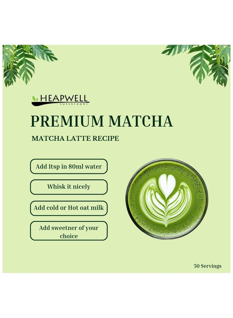 هيبويل عبوة ماتشا هيبويل سوبرفوودز مكونة من 2 مسحوق شاي ماتشا أخضر ياباني 50 جم (50 وجبة)، مسحوق ماتشا عضوي ونقي بجودة ممتازة، بدون محليات صناعية في مسحوق ماتشا 50 جم - Image 5