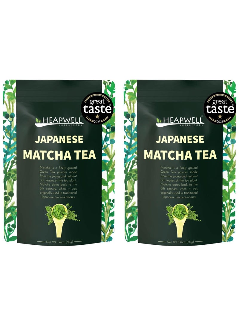 هيبويل عبوة ماتشا هيبويل سوبرفوودز مكونة من 2 مسحوق شاي ماتشا أخضر ياباني 50 جم (50 وجبة)، مسحوق ماتشا عضوي ونقي بجودة ممتازة، بدون محليات صناعية في مسحوق ماتشا 50 جم - Image 1