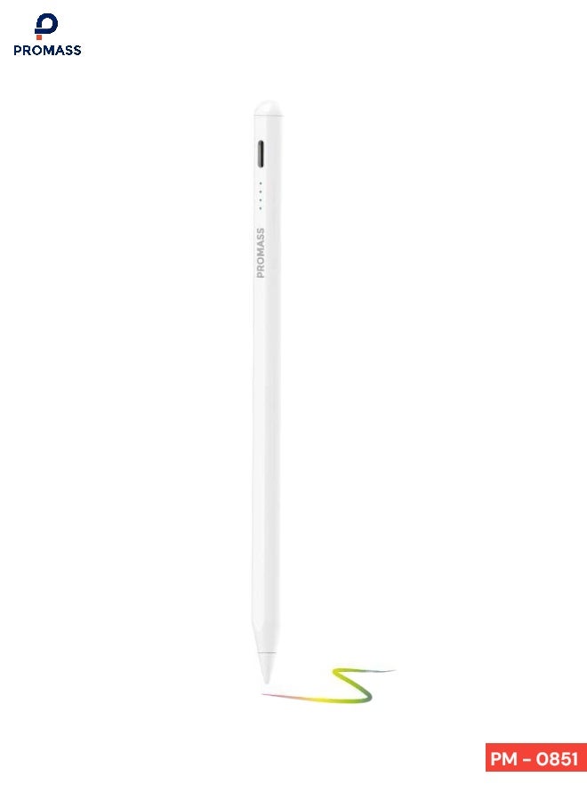 بروماس قلم ستايلس اكتيف بطرف رفيع 1.45 ملم لجهاز ايباد ابل ايفون سامسونج والتابلت على اي او اس واندرويد بشاشة لمس سعوية لتدوين الملاحظات ورسم مكتوب يدويا بدون تأخير، قابل لاعادة الشحن، ابيض - Image 1
