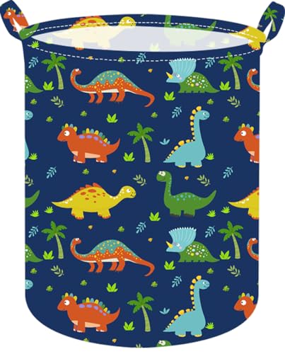 ACMUUNI Collapsible Kids Laundry Basket Clothes Hamper, Foldable Storage Organizer Bin, Toy Clothes Storage with Handles for Boys Girls Bedroom, Room Decor Dinosaur - Image 1