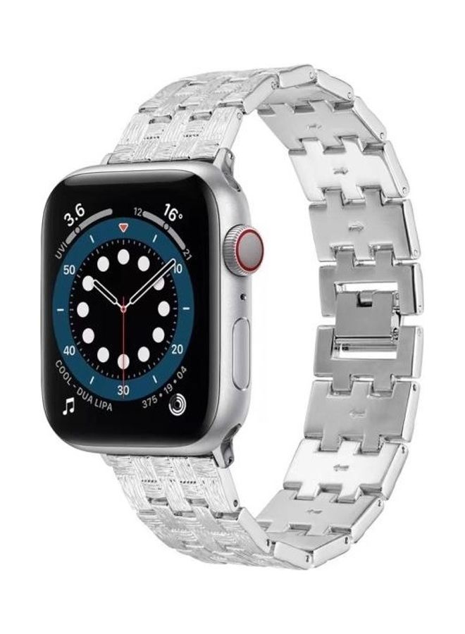 NIBEMINENT Woven Texture Stainless Steel Replacement Watchband For Apple Watch Series 1/2/3/4/5/6/7/SE 42-44-45mm Rose Gold - Image 3