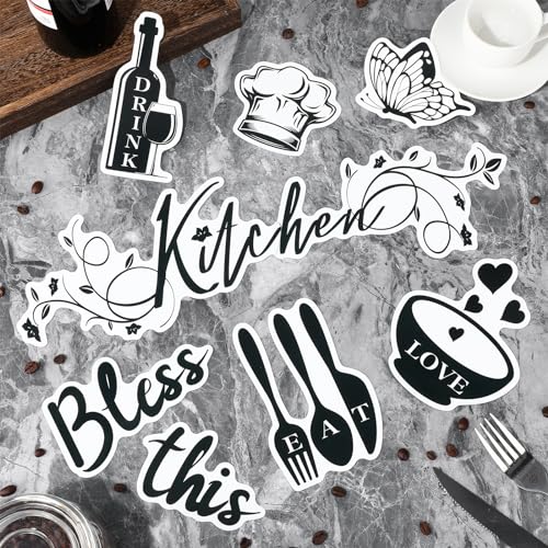 Wayyogh Kitchen Dishwasher Magnet Decorations, Bless This Kitchen Dishwasher Refrigerator Cover Magnetic Stickers Decal Decorative for Home Appliance Garage Car Metal Door Cover Black White Kitchen Decor - Image 3