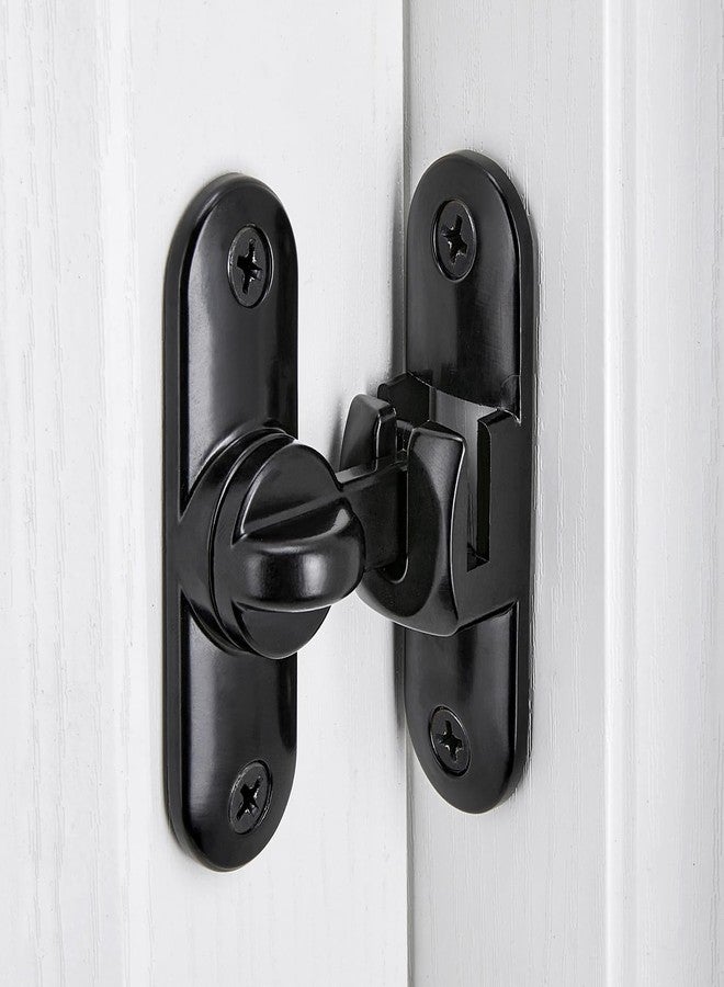 INIRET Black Barn Door Latches,90/180 Degree Gate Lock,Flip Gate Latches Hardware,Zinc Alloy Right Angle Door Lock Latch,Door Security Sliding Door Latch Lock for Cabinets,Bathroom - Image 3
