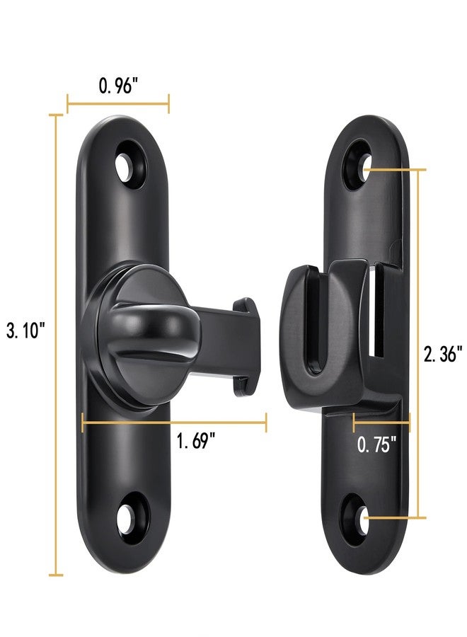 INIRET Black Barn Door Latches,90/180 Degree Gate Lock,Flip Gate Latches Hardware,Zinc Alloy Right Angle Door Lock Latch,Door Security Sliding Door Latch Lock for Cabinets,Bathroom - Image 2