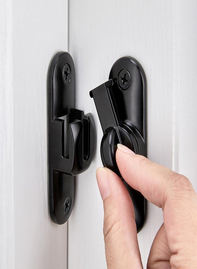 INIRET Black Barn Door Latches,90/180 Degree Gate Lock,Flip Gate Latches Hardware,Zinc Alloy Right Angle Door Lock Latch,Door Security Sliding Door Latch Lock for Cabinets,Bathroom - Image 1
