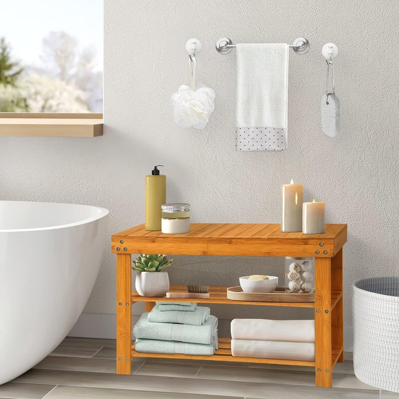 Jolfay Bamboo Shoe Rack Bench 41L28W70H Extended Edition 3Tier Rack for entrywayWooden Shelf Organizer Holds up to 220 lbs Ideal for Hallway Bathroom Living Room Mudroom - Image 2