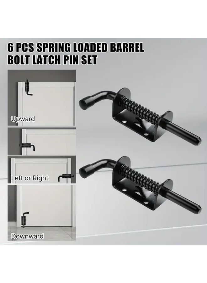 4pcs 304 Stainless Steel Heavy Duty Spring Loaded Barrel Bolt Latches No Tools Installation - Image 2