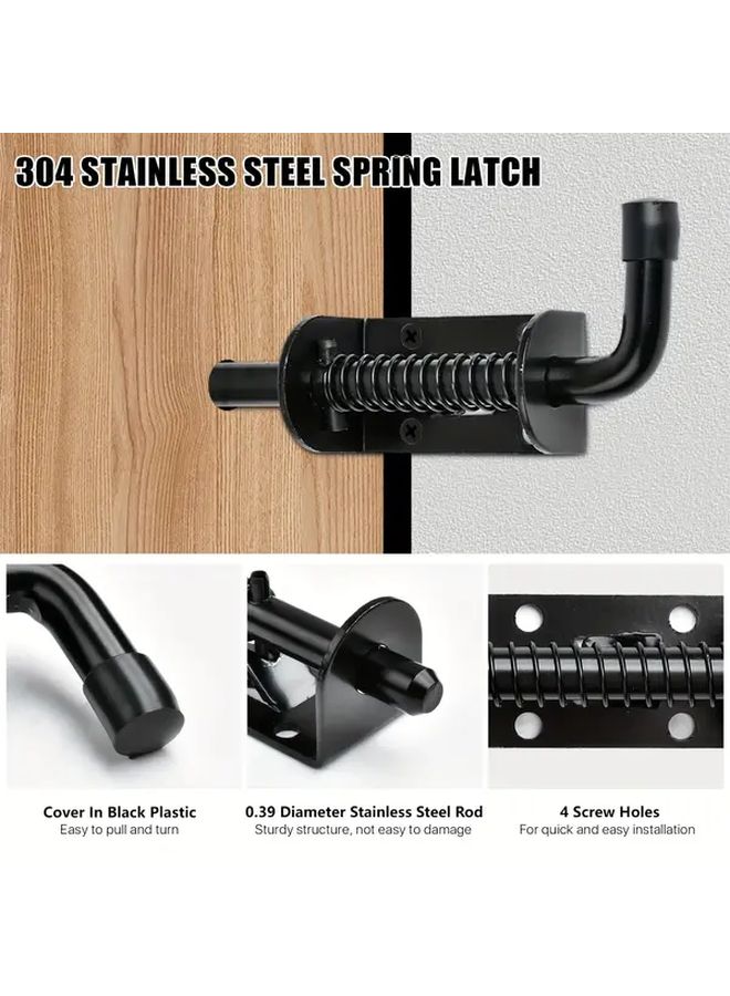 4pcs 304 Stainless Steel Heavy Duty Spring Loaded Barrel Bolt Latches No Tools Installation - Image 5