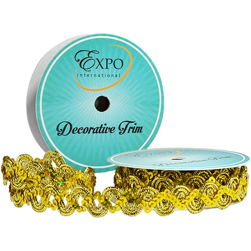 Expo International Karmen Sequin Metallic Braid Spool | Gold | (3 Yard Cut) Trim, 3 yd - Image 5