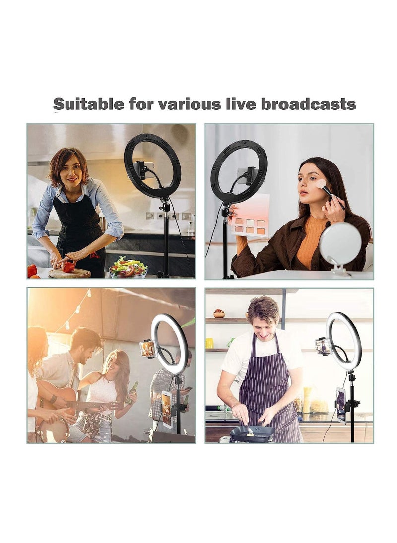 Generic - 10 inch Ring Light with 2 Meter Extendable Tripod Stand, LED Circle Dimmable Lights with Phone Holder for Live Stream/YouTube Video Recording/Zoom Meeting/Makeup/TikTok Ring Light (A) - Image 1