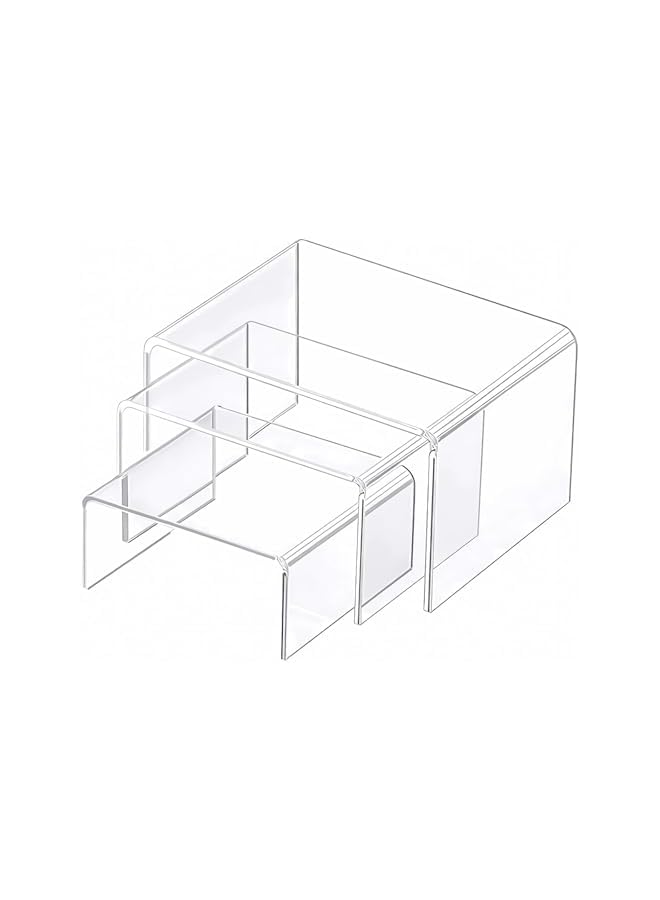 The Bros حامل عرض أكريليك شفاف، 3 قطع أرفف عرض شفافة متعددة المستويات، لجمع التحف، المجوهرات، فنكو بوب، ألعاب الشخصيات، زينة كعك الكب كيك - Image 2