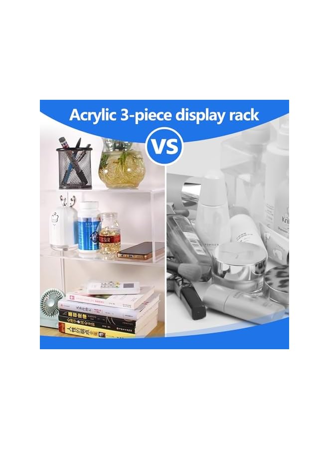 The Bros حامل عرض أكريليك شفاف، 3 قطع أرفف عرض شفافة متعددة المستويات، لجمع التحف، المجوهرات، فنكو بوب، ألعاب الشخصيات، زينة كعك الكب كيك - Image 3