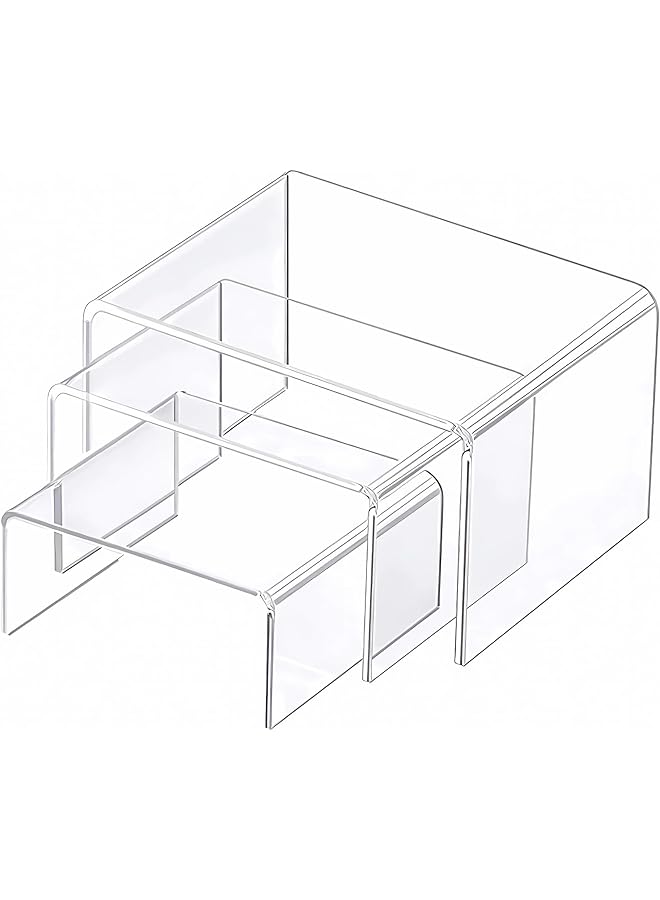 The Bros حامل عرض أكريليك شفاف، 3 قطع أرفف عرض شفافة متعددة المستويات، لجمع التحف، المجوهرات، فنكو بوب، ألعاب الشخصيات، زينة كعك الكب كيك - Image 1