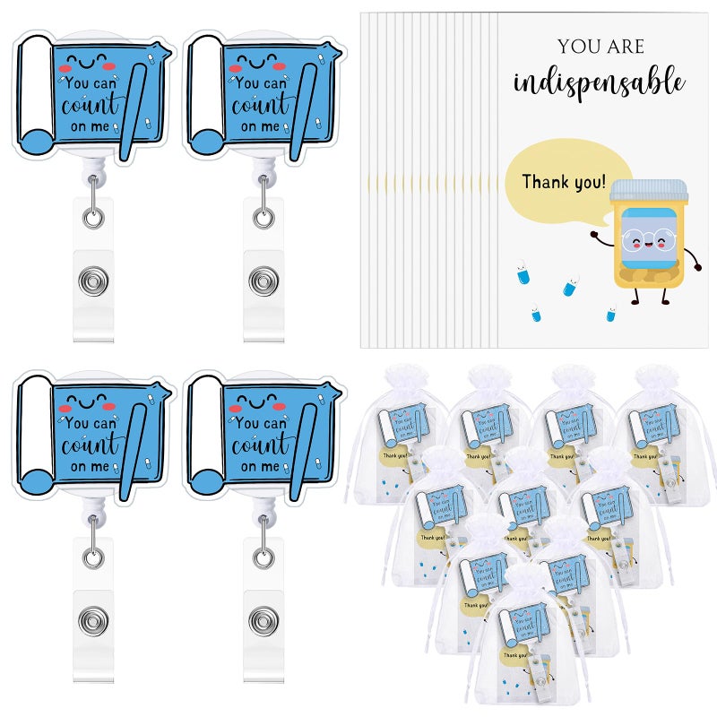Yexiya 20 Sets Pharmacist Gifts for Women Retractable Work Badge Holder Technician Badge Holder ID Retractable Name Clip Nursing Instructor Gifts for Pharmacy Week Medical Assistant Office Work - Image 2
