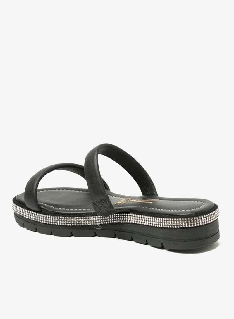 VIZZANO Black Flat Sandals for Women – Stylish Ladies Flat Sandals & Comfortable Flat Slippers for Women | Best Price UAE