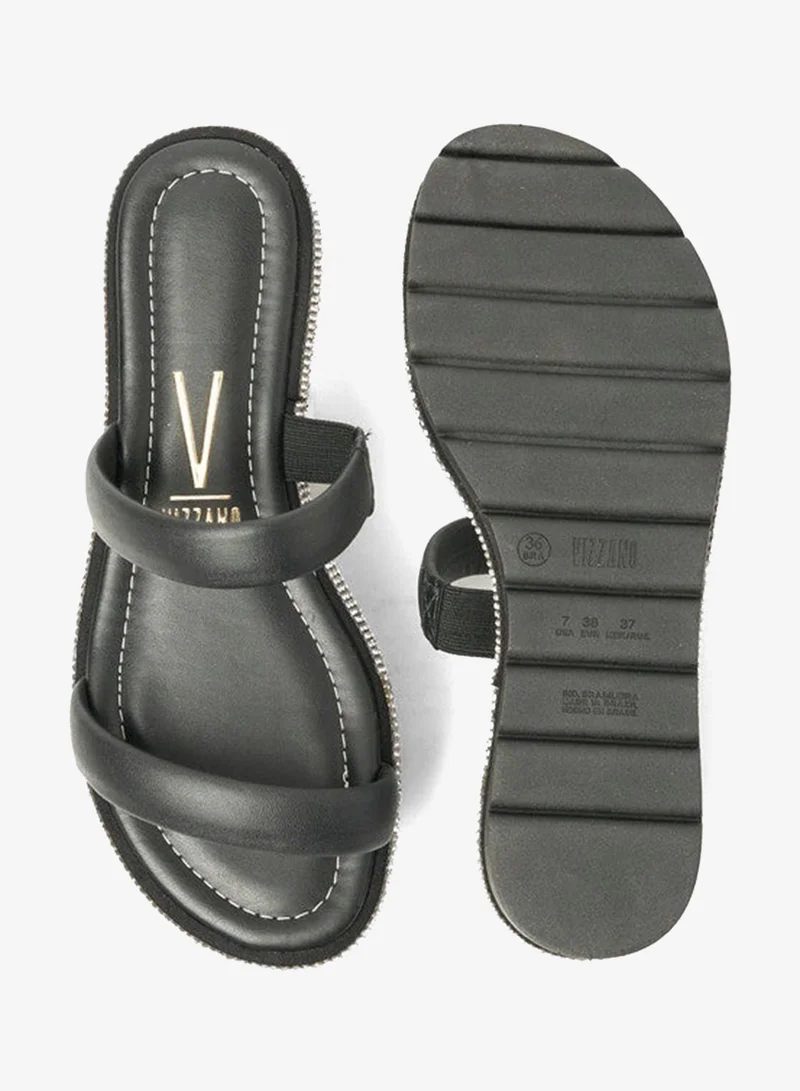 VIZZANO Black Flat Sandals for Women – Stylish Ladies Flat Sandals & Comfortable Flat Slippers for Women | Best Price UAE