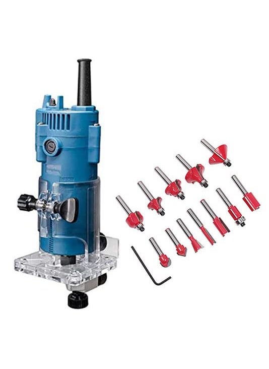 ISC ISC Quality Wood Working Trimmer Router With 12Pcs Trimmer Bits 635mm Rotary Tool  - Image 1