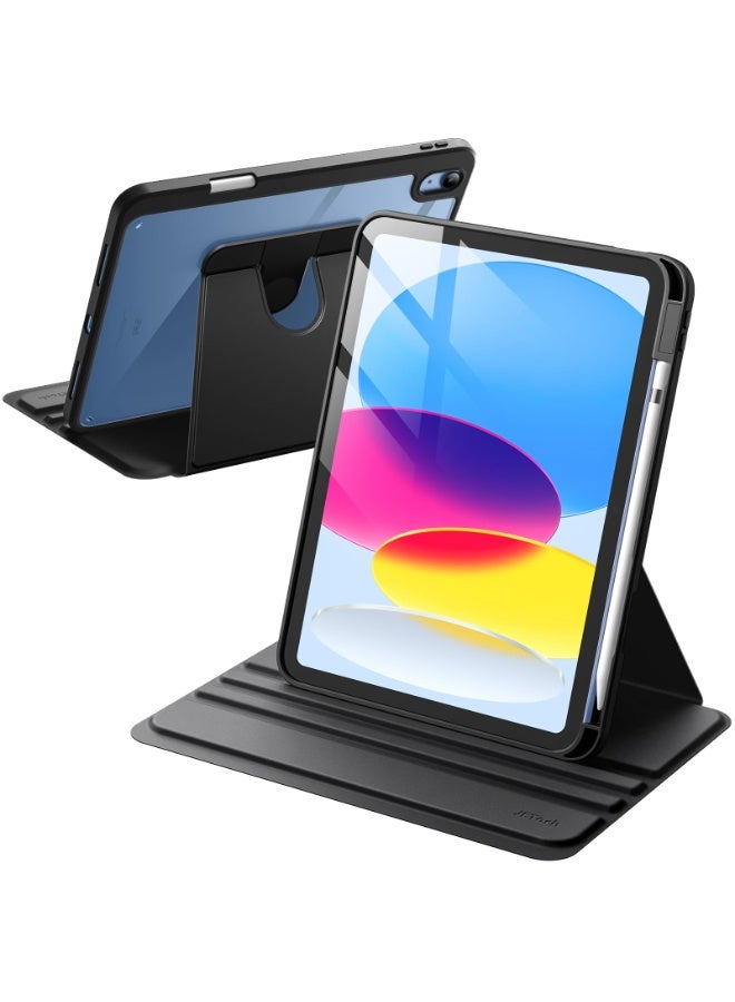 Case for iPad 10th Generation 10.9 2022 / iPad 11th Generation (A16) 10.9 Inch 2025 Built-in Pencil Holder 360 Degree Rotation Protective Stand Cover Clear Back, (Auto Wake / Sleep ) Clear / Black - Image 1