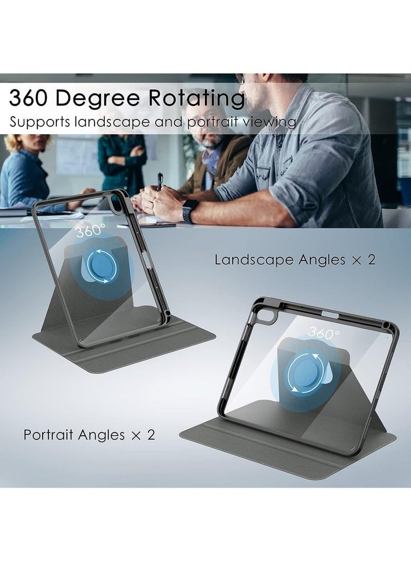 Case for iPad 10th Generation 10.9 2022 / iPad 11th Generation (A16) 10.9 Inch 2025 Built-in Pencil Holder 360 Degree Rotation Protective Stand Cover Clear Back, (Auto Wake / Sleep ) Clear / Black - Image 5