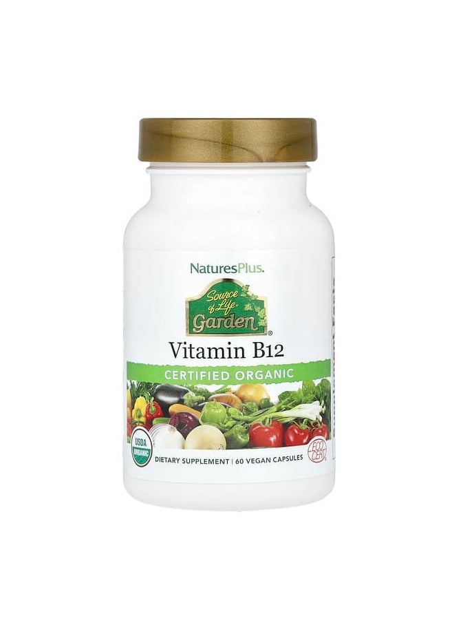 مصدر الحياة® جاردن، فيتامين ب12 عضوي معتمد، 60 كبسولة نباتية