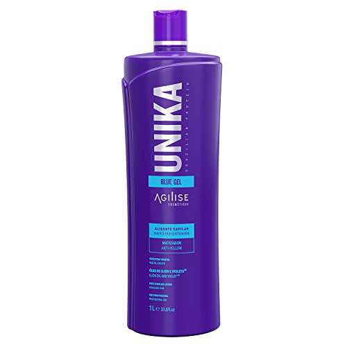 Agilise Unika Brazilian Keratin Hair Treatment Straightening for Blonde Hair â€“ Straightener Gel with Ojon Oil & Violet, No Yellow â€“ Keratina para alisar el pelo decolorado sin formol â€“ Blue - Image 1