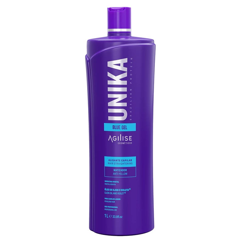 Agilise Unika Brazilian Keratin Hair Treatment Straightening for Blonde Hair â€“ Straightener Gel with Ojon Oil & Violet, No Yellow â€“ Keratina para alisar el pelo decolorado sin formol â€“ Blue - Image 3