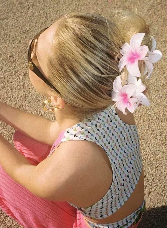 Excefore Flower Hair Clip, 6 Pcs Hawaiian Plumeria Claw Clips, Matte No Slip Cute Wedding Bridesmaid Catch for Thick Thin - Image 4