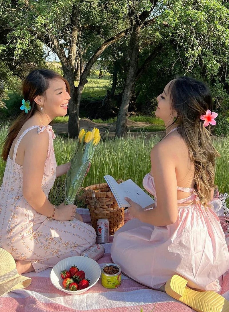 Excefore Flower Hair Clip, 6 Pcs Hawaiian Plumeria Claw Clips, Matte No Slip Cute Wedding Bridesmaid Catch for Thick Thin - Image 5