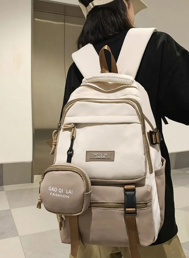 Take Two Color Block Zip Closure Backpack with Pouch Set