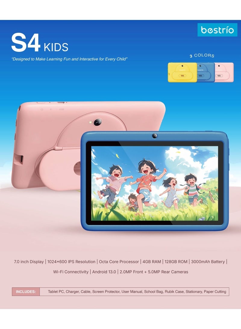 BESTRIO S4 kids 7.0 inch Display 1024*600 IPS Resolution Octa Core Processor 4GB RAM 128GB ROM 3000mAh Battery Wi-Fi Connectivity Android 13.0 2.0MP Front + 5.0MP Rear Cameras - Image 2