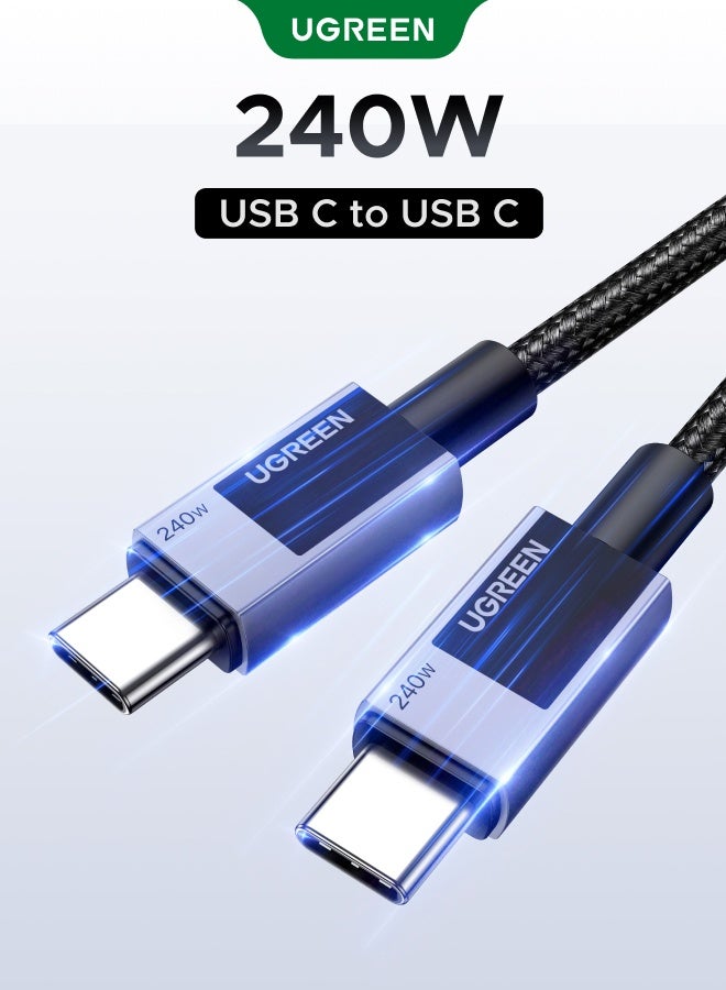 Ugreen 240W PD 3.1 Fast Charging type c cable 0.5M, Black Braided Aluminum Shell cable type c, Technologically advanced Reliable usb c cable USB C to USB C with E-Marker, data cable type c for MacBook Pro 14‑inch/air,iPhone 17/16/15 Plus/Pro/Pro Max,Dell,HP,Lenovo,SamsungGalaxyS26 S25 S24 +/FE/Ultra,Ipad Air/Pro, Laptops and More 0.5m 240W - Image 1