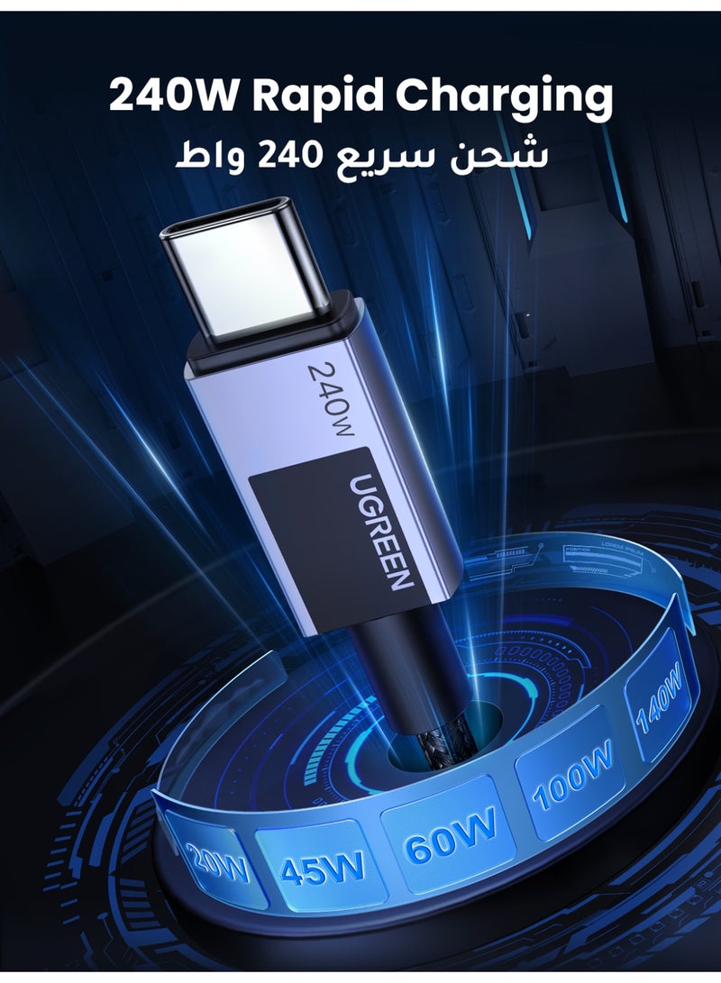 Ugreen 240W PD 3.1 Fast Charging type c cable 0.5M, Black Braided Aluminum Shell cable type c, Technologically advanced Reliable usb c cable USB C to USB C with E-Marker, data cable type c for MacBook Pro 14‑inch/air,iPhone 17/16/15 Plus/Pro/Pro Max,Dell,HP,Lenovo,SamsungGalaxyS26 S25 S24 +/FE/Ultra,Ipad Air/Pro, Laptops and More 0.5m 240W - Image 3