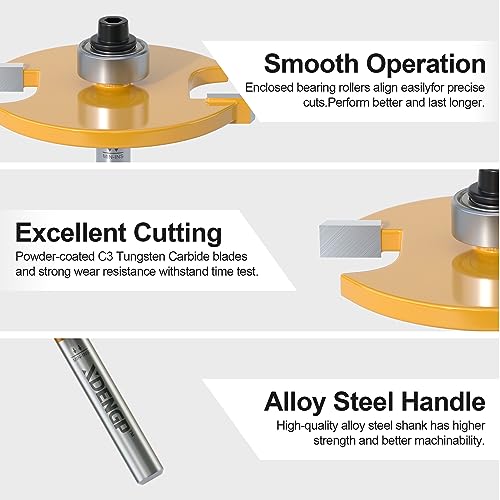 XDENGP Rabbet Router Bit Set 1/4 Shank, Rabbeting Router Bits 1pcs with 6 Bearings for Interchangeable and Adjustable Multi Depths Cutter 1/8", 1/4", 5/16", 3/8", 7/16", 1/2" - Image 5