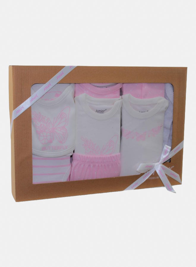 جونيور بوكس هدايا قطن بيبي بناتي – وردي بفراشات (١٠ قطع) - Image 1