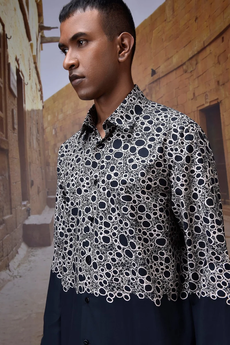 Genes Lecoanet Hemant قميص قطن جيزة مطبوع أسود