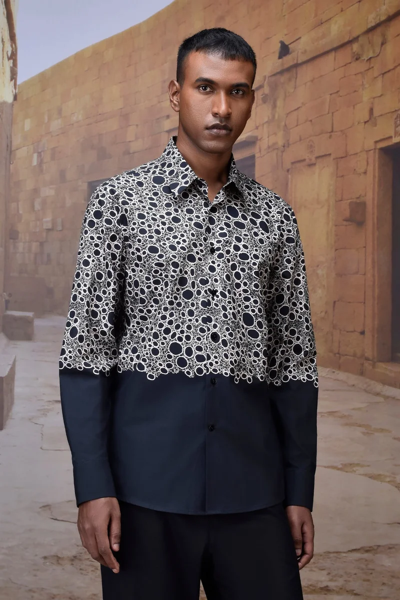 Genes Lecoanet Hemant قميص قطن جيزة مطبوع أسود