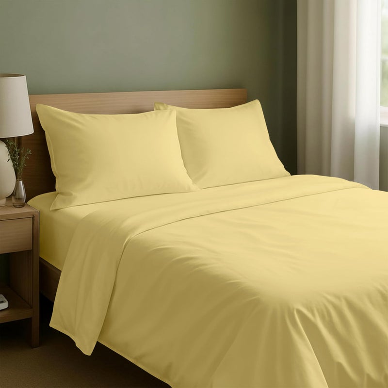 California Design Den Natural 100% Cotton Queen Sheet Set - Soft Sateen Weave, Deep Pockets, Breathable and Durable Bedding Queen Size (Buttery Yellow) - Image 1