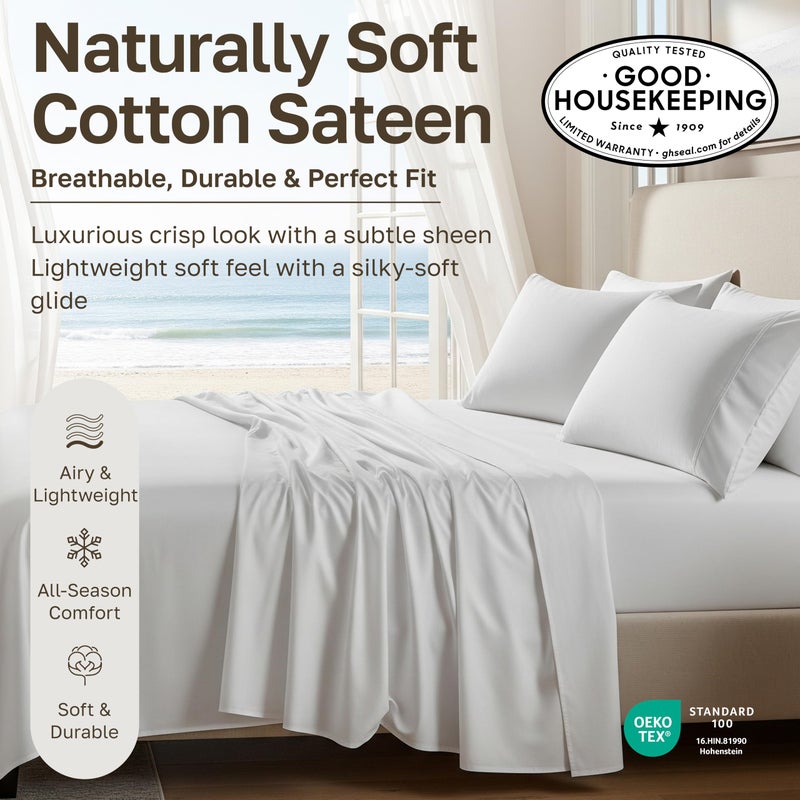 California Design Den Natural 100% Cotton Queen Sheet Set - Soft Sateen Weave, Deep Pockets, Breathable and Durable Bedding Queen Size (Buttery Yellow) - Image 3