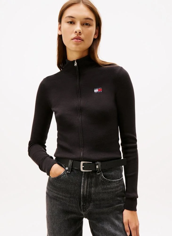 تومي جينز Logo High Neck Jacket