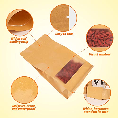 DEERA Brown Kraft Paper Ziplock Stand Up Pouch 120x200mm Pack of 100 - Image 4