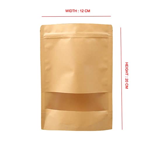 DEERA Brown Kraft Paper Ziplock Stand Up Pouch 120x200mm Pack of 100 - Image 2