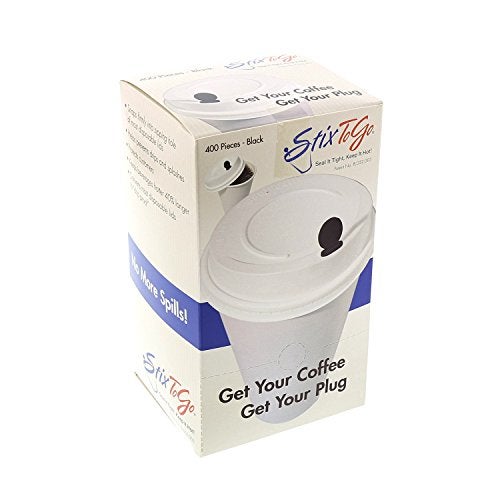 Royal StixToGo Beverage Plugs - Leak Prevention Coffee Accessory for Hot Drinks, Disposable Coffee Stoppers, Fits Standard Lids - Black, 2", Pack of 400 - Image 5