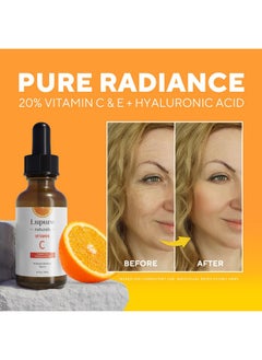 Lupure Lupure Professional Vitamin C Face Serum 20%, Anti Aging Facial Super Vit C Serum with Ascorbic Acid Hyaluronic Acid & Vitamin E for Dark Spots, Skin Care, Christmas Gift & Stocking | 1 Fl. Oz  - Image 2