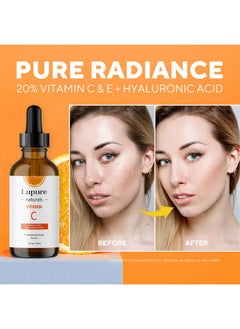 Lupure Lupure Professional Vitamin C Face Serum 20%, Anti Aging Facial Super Vit C Serum with Ascorbic Acid Hyaluronic Acid & Vitamin E for Dark Spots, Skin Care, Christmas Gift & Stocking | 1 Fl. Oz  - Image 4