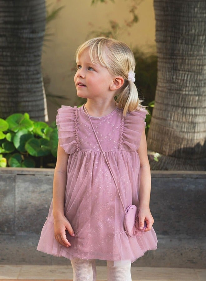Dave & Bella Girls Ruffled Tulle Dress with Matching purse - Image 1