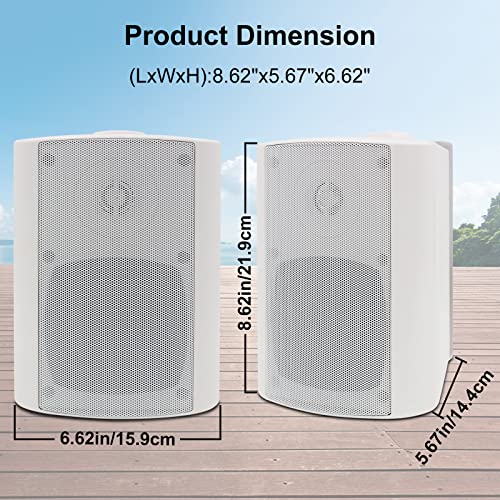 Herdio Passive Outdoor Speakers Wired Waterproof 4 Inches 2Way 400W Wall Mounted Speakers with Dome Tweeter AllWeather Durability for Patio Porch Backyard 2Pairs White - Image 3