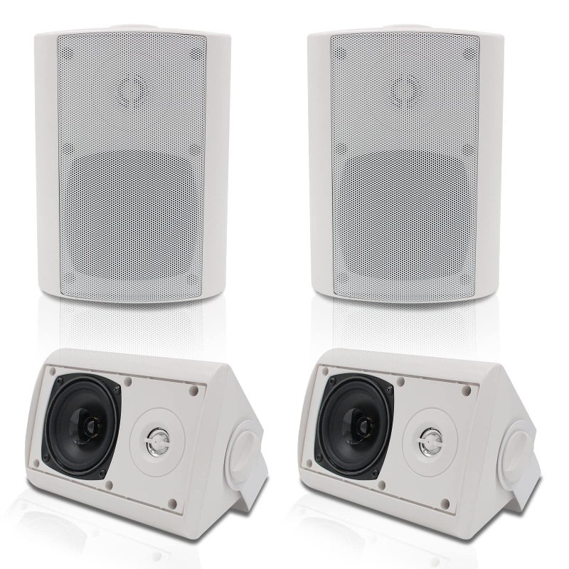 Herdio Passive Outdoor Speakers Wired Waterproof 4 Inches 2Way 400W Wall Mounted Speakers with Dome Tweeter AllWeather Durability for Patio Porch Backyard 2Pairs White - Image 2